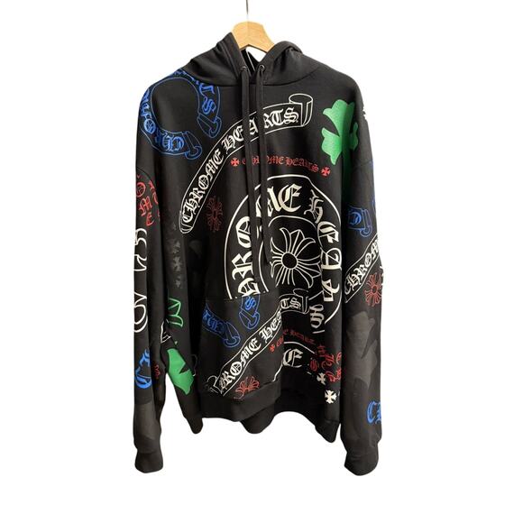 Chrome Hearts Stencil Multi Logo Printed Oversized Hoodie - Picture 1 of 7